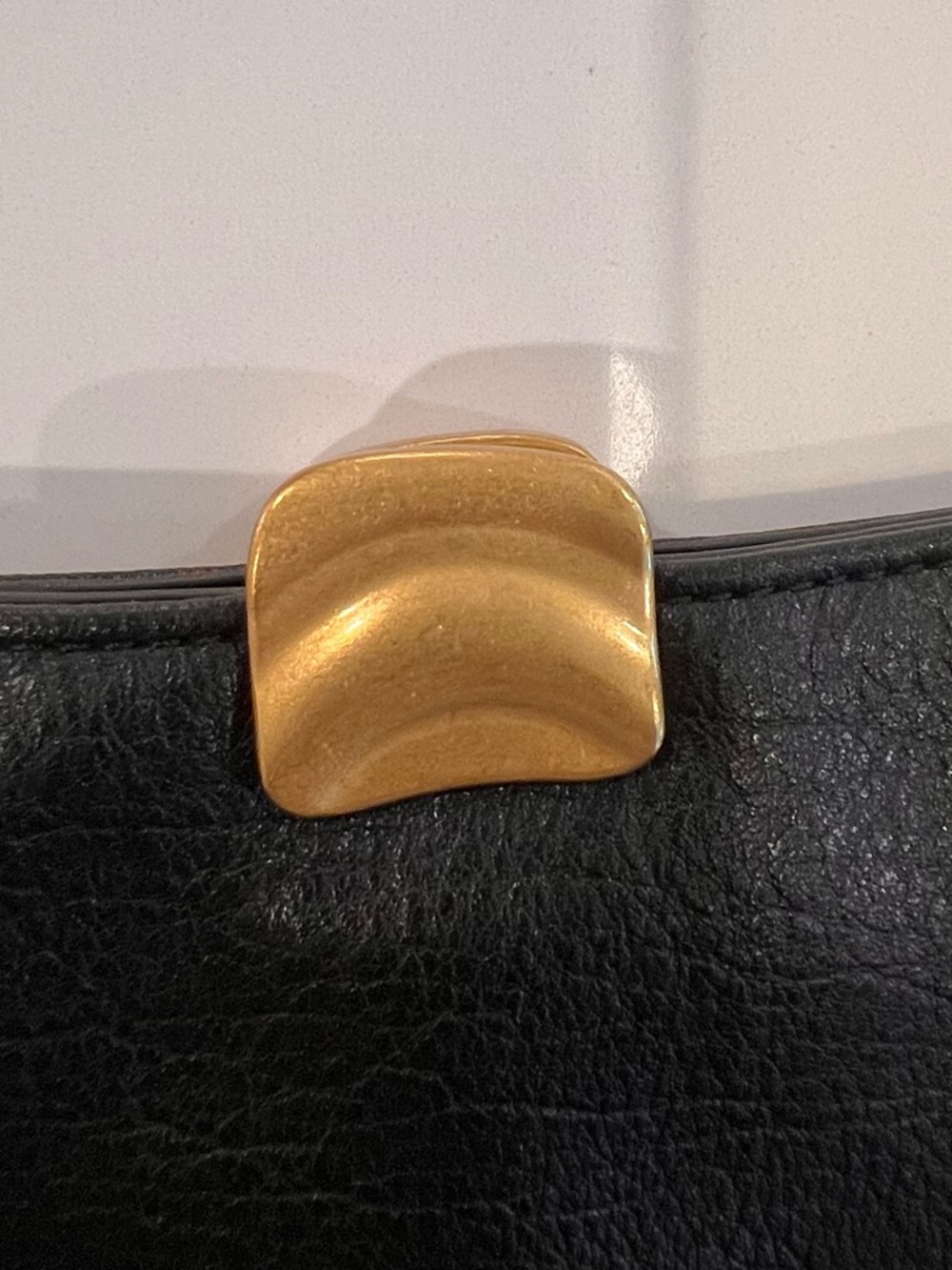 Anthropologie Black Leather Hobo Shoulder Bag Gold Hardware NWT - Picture 10 of 11